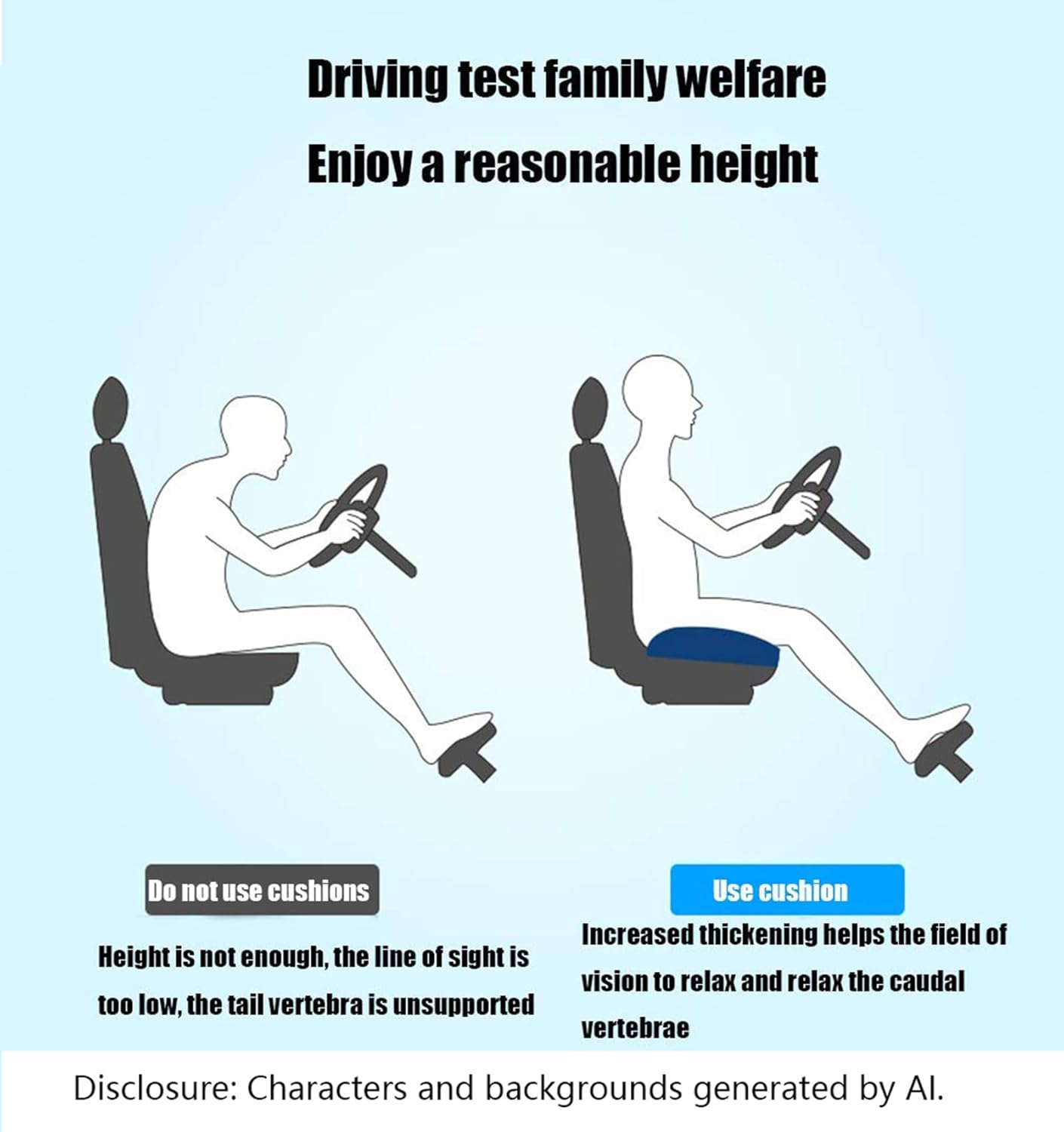WSGJHB Car Booster Seat Cushion Posture Cushion for Long Sitting | Portable Breathable Mesh, Effectively Increase The Field of View Ideal for Office, Home, Car Angle Lift Seat Cushions,Black