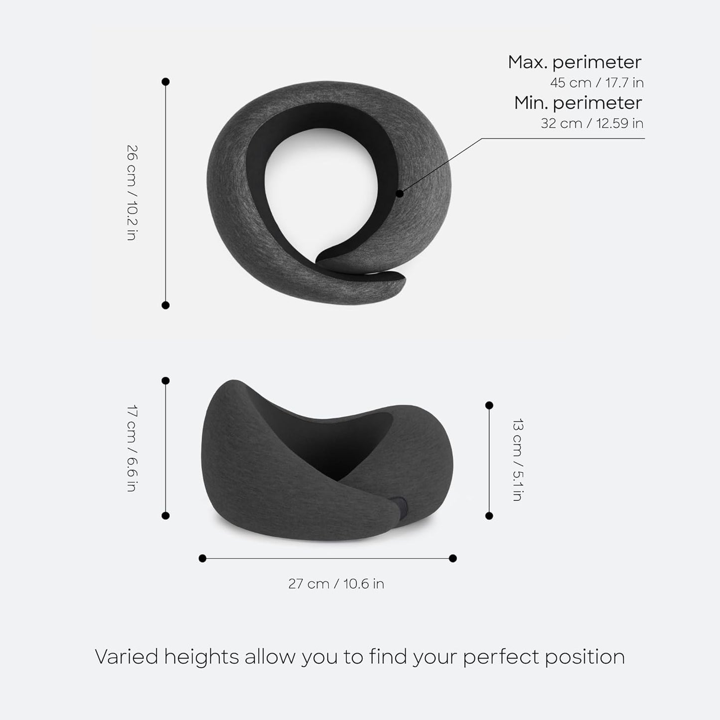 Ostrichpillow Go Neck Pillow, Travel Pillows for Airplanes, Premium Memory Foam Travel Pillow, 360º Ergonomic Design, Asymmetrical Sides, Travel Bag Included, Washable Modal Cover