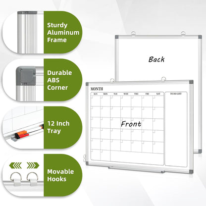 DOLLAR BOSS Dry Erase Whiteboard for Wall, 24x18 in, Magnetic, Double-Sided
