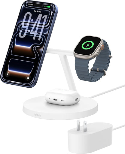 Belkin Qi2 15W Wireless Charging Station, 3 in 1 iPhone Charger