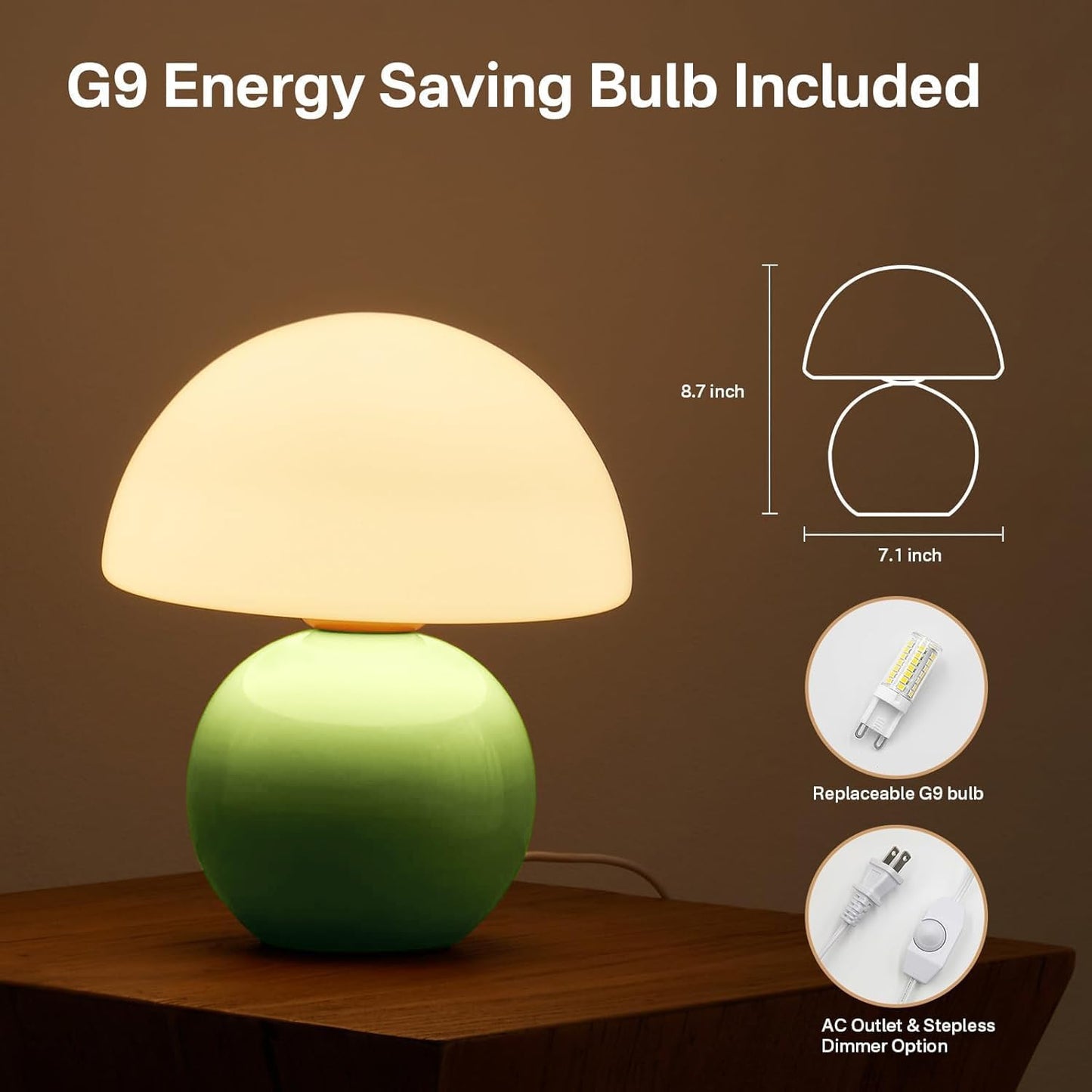 Dawnwake Mushroom Lamp Table Lamp for Bedroom,Desk Bedside Small Lamps for Living Room Night Stands,Mushroom Decor Cute Mini Modern Mid Century Lamps,Unique Aesthetic Home Living Room Decor(White)