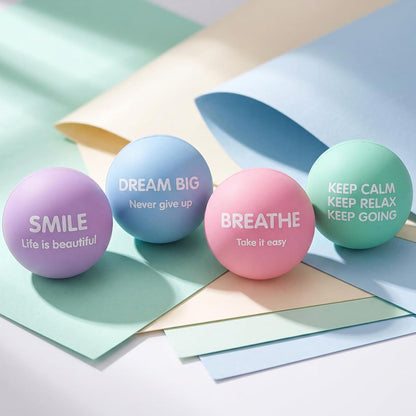 Liliful 100 Pcs Motivational Stress Balls Bulk Inspirational Squeeze Balls for Adults Anxiety Relief Fidget Toys Office Employee Gifts Classroom Rewards 2.2 Inch (Bright Colors)