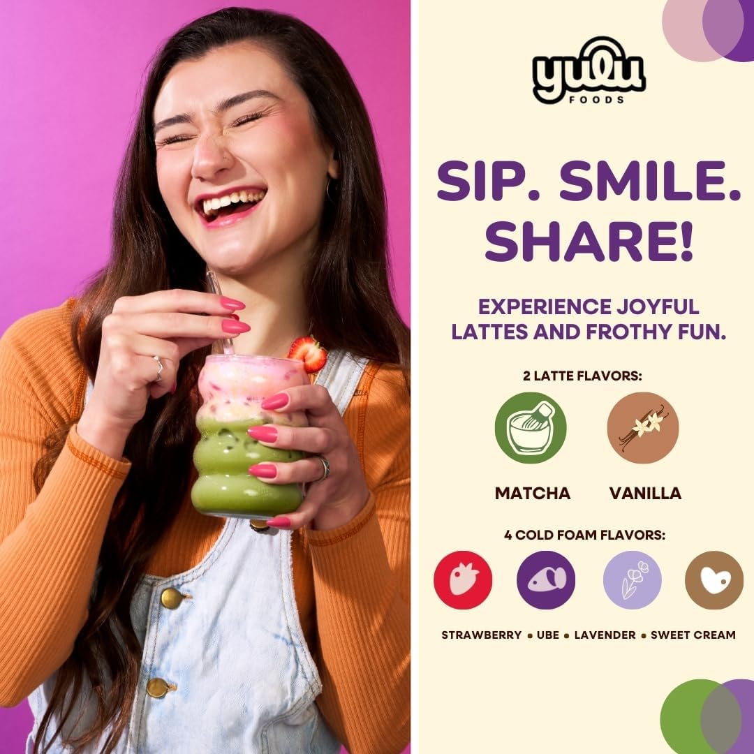 YULU FOODS Matcha Instant Latte Mix (12 Servings, 8.47 oz) | 3-in-1 Japanese Matcha Latte Powder with Creamer & Sugar | Non-Dairy | Hot or Iced Café-Style Latte in Seconds
