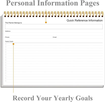 Weekly Productivity Planner - 8" x 11" Dashboard Desk Pad/Planner, Habit Tracker, Spiral Undated Weekly Planner for Office/School/Home, 54 Weeks, Grey