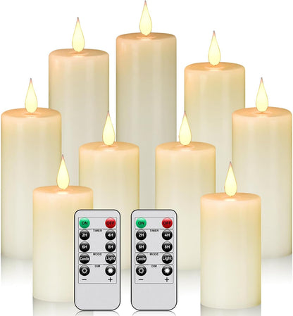 2PACK Outdoor Plastic flameless Candles with Remote Control and Timer, LED Flickering Battery Operated Electric Pillar Candles (D3 xH5.5) for Camping, Weddings, Home Decoration