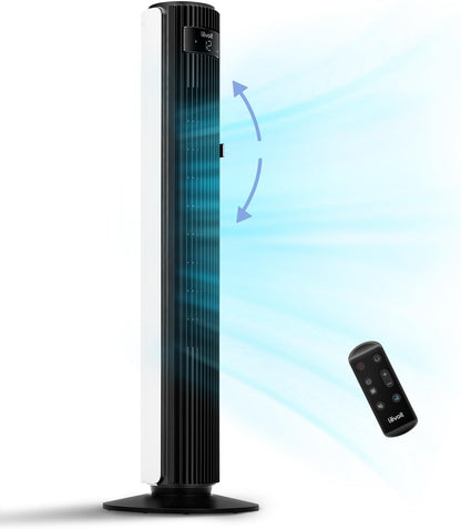 LEVOIT Tower Fan for Bedroom, 20dB Quiet Desk Fan with 23ft/s, Portable & Easy to Carry, 3-Angle & 5-Speed Mini Oscillating Fan, DC Motor, Bladeless, Remoter, 12H Timer, for Home, Room, Office, White