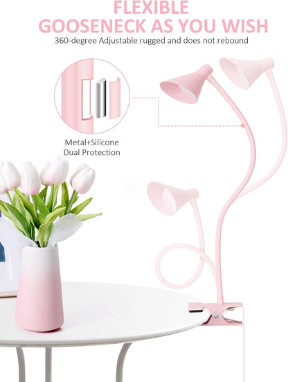 LiFMIRA Clip on Light USB Reading Light Desk Lamp 3 Color Modes Black