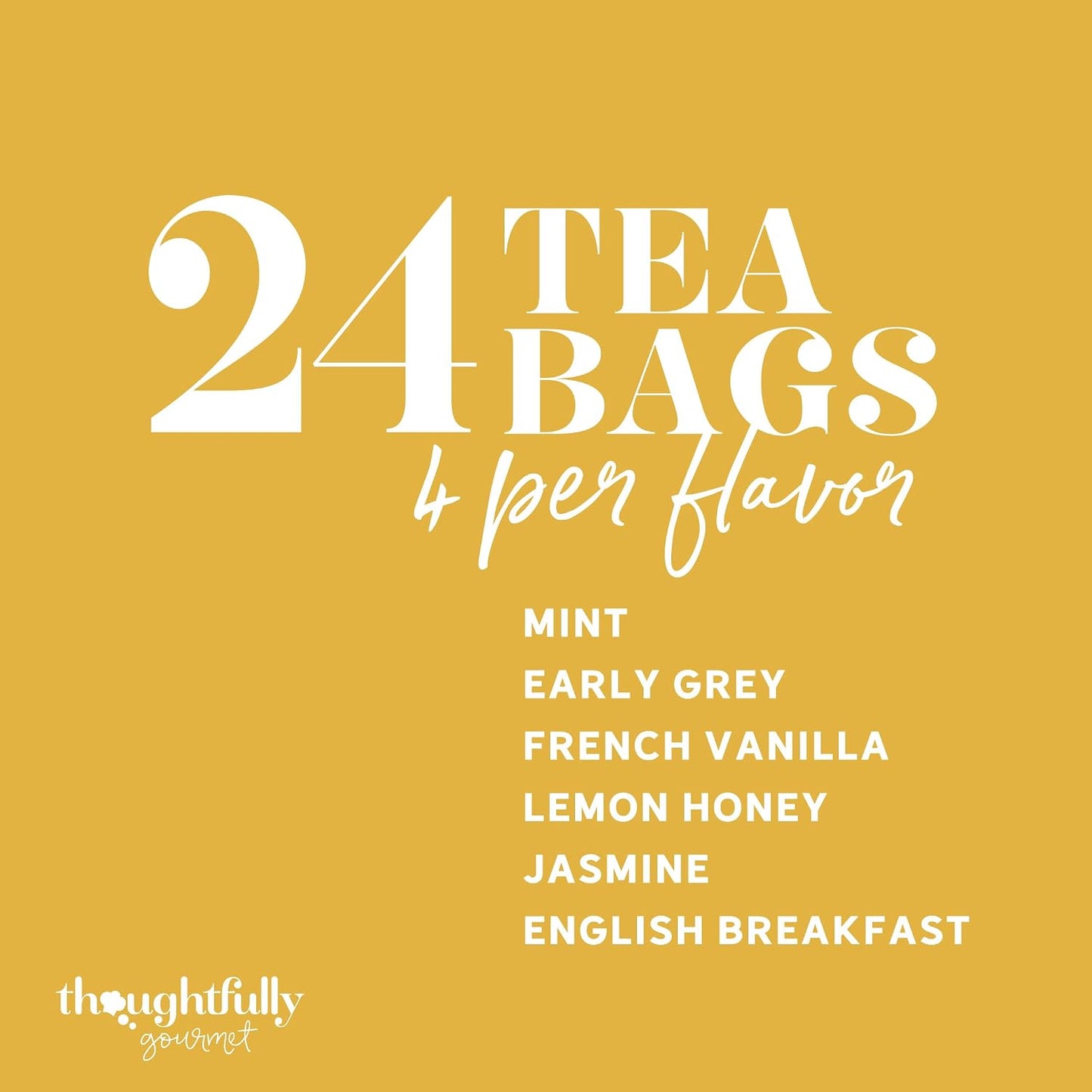 Thoughtfully Gourmet Cat Lover's Tea Gift Set: Includes 24 Teas in 6 Flavors with Stylish Cat Art and Fun Quotes for Cat Moms and Dads, Set of 24