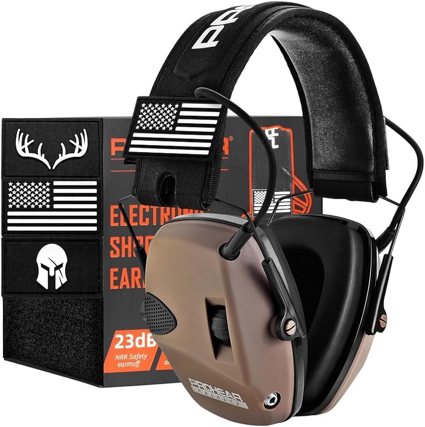 PROHEAR Electronic Ear Protection for Shooting with 4X Sound Amplification, Gun Range Hearing Protection Muffs, NRR 23dB Noise Reduction Headphones for Hunting, Green