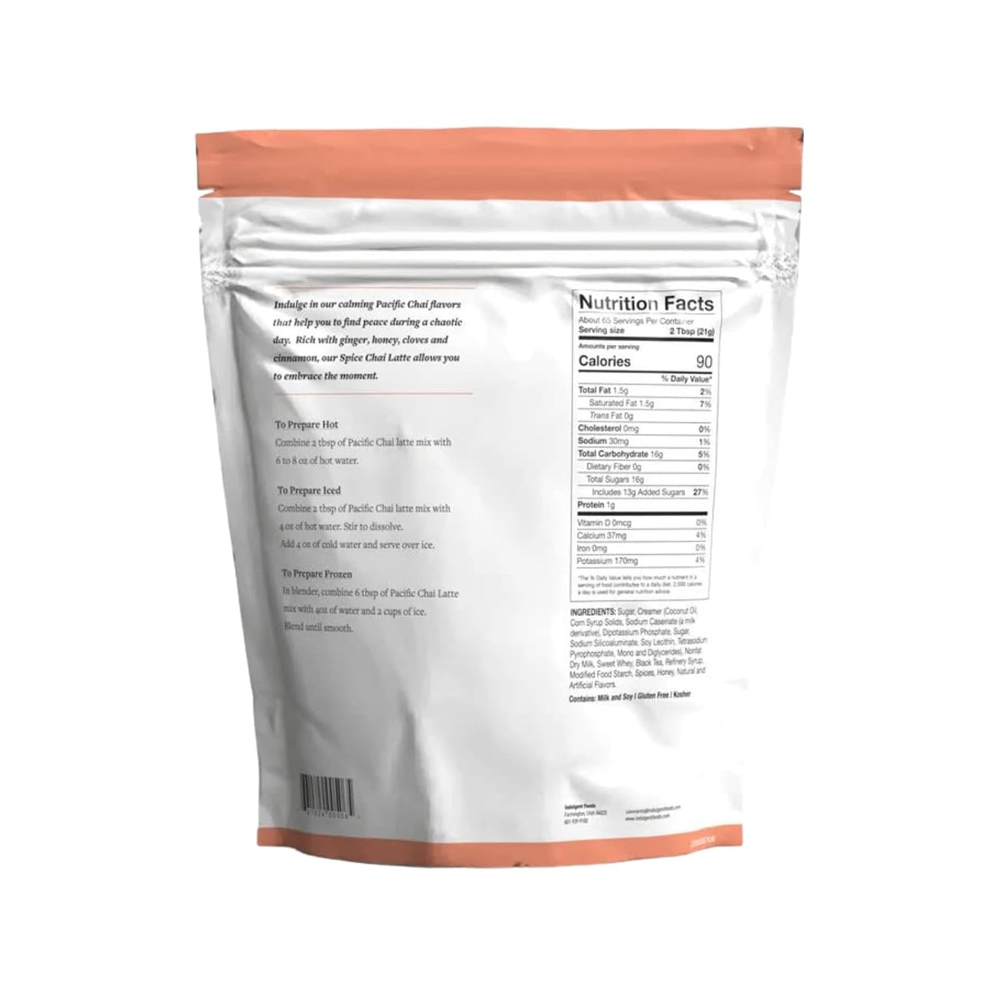Pacific Chai Spiced Chai Latte Mix, Instant Chai Tea Latte Drink Mix, Gluten Free, Kosher Certified Powder Beverage, Café Style Chai Latte, 3 LB