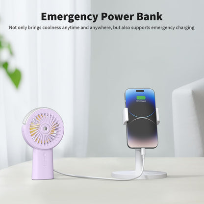 Otlonpe Handheld Misting Fan Portable, Small Personal Hand Held Rechargeable Mist Fan Water Spray, 4000mAh Battery Operated Hand Mister Fans 3-Speed, 4-15 Hrs Runtime for Travel Home Office Outdoor