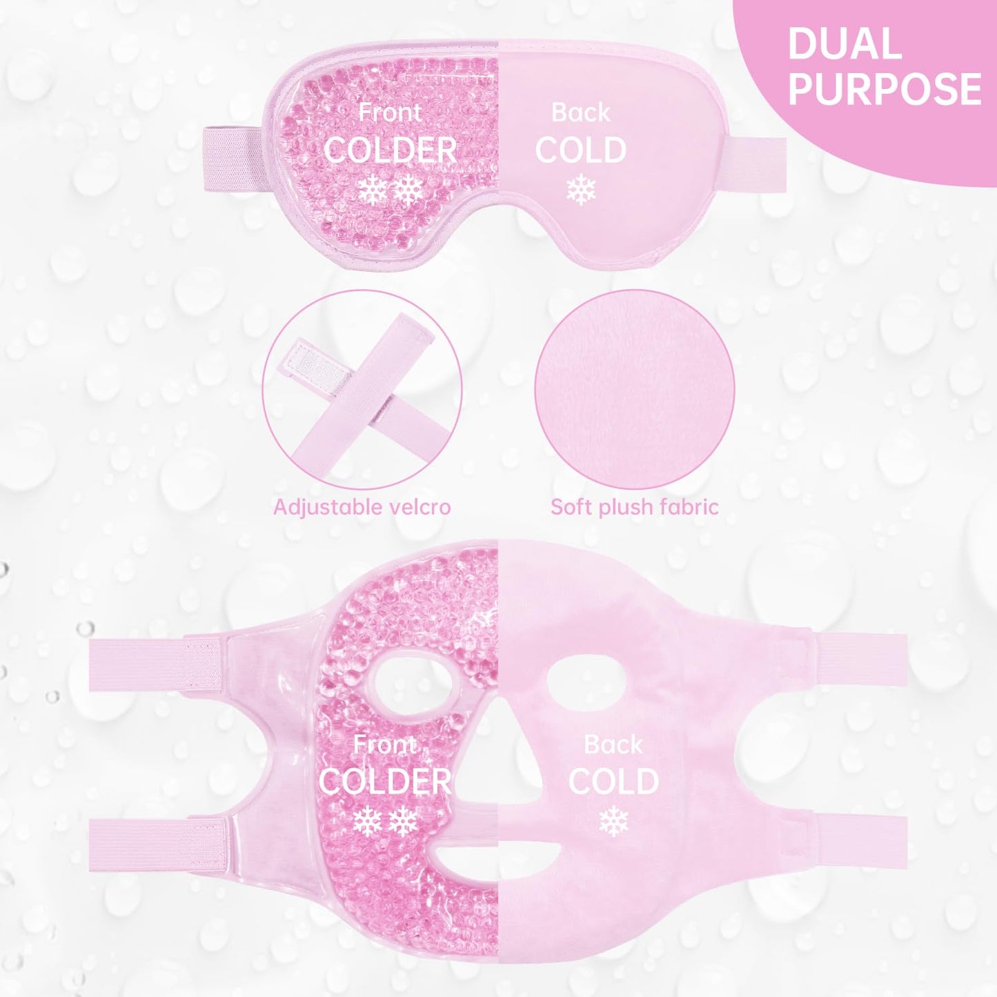ZNÖCUETÖD Cold Face Eye Mask Ice Pack Reduce Facial Puff, Dark Circles, Hot Cold Compress Pack, Face SPA Gift for Woman Sleeping, Pressure, Headaches, Skin Care, Post Laser Cosmetic Care, Reversible