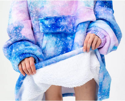 Fiosnow Sun and Moon Blanket Hoodies for Women and Men Adult Oversize Wearable Blanket Hoodies for Soft and Warm