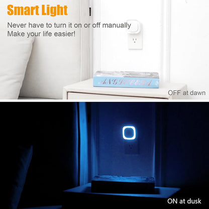 YUNLEX 2 Pack Amber Night Light, Dusk to Dawn Sensor, Warm Glare-Free Reflected Glow, 3-Level Dimmer, Auto On/Off, Plug-in LED Nightlight for Bedroom, Kids, Bathroom, Sleep, Baby Nursery, Toddler