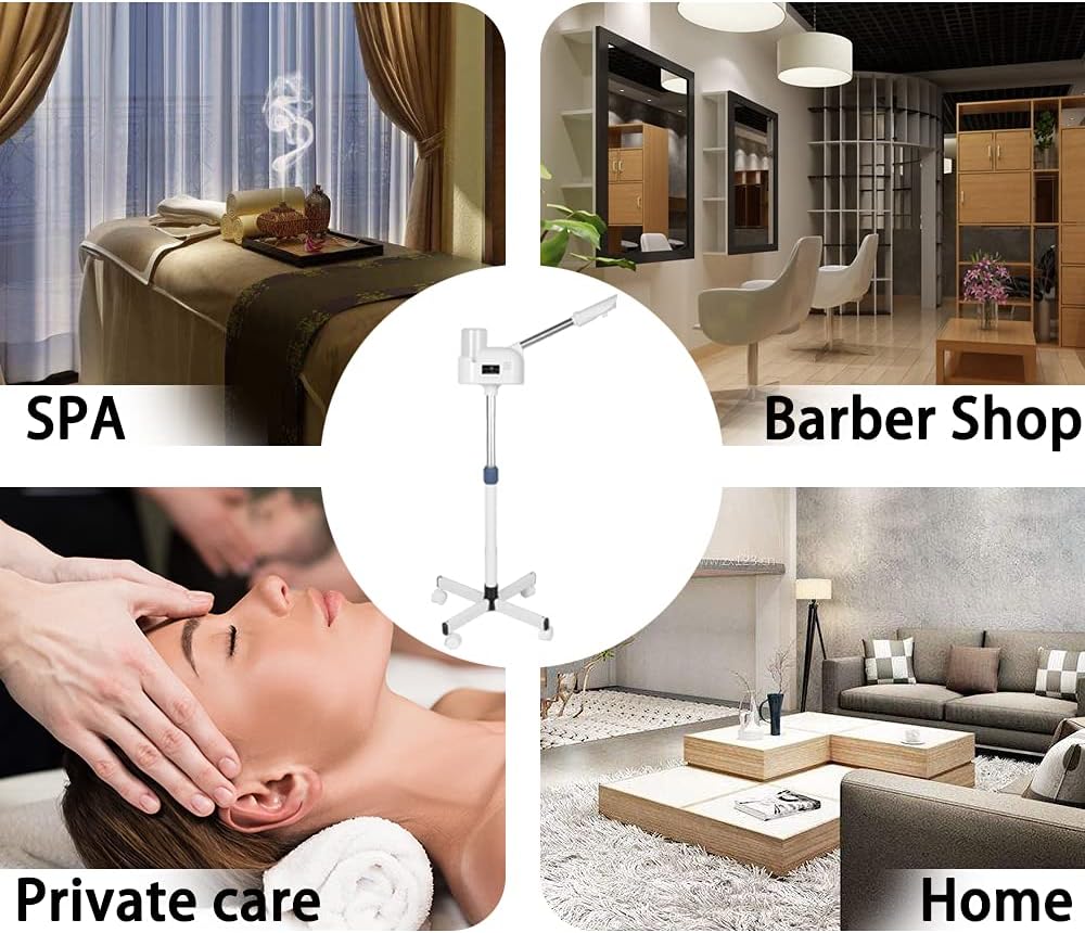 Facial Steamer with Hot Mist, Esthetician Barber Steamer, Height Adjustable & Rotatable Nozzle, for Home & Salon SPA