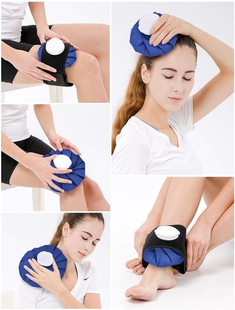 elitehood Ice Cold Pack Reusable Ice Bags Hot Water Bag for Injuries, Hot & Cold Therapy and Pain Relief with Elastic Breathable Support Wrap, 4-Pack, 3 Sizes (6"/9"/11"), (for Hot Therapy is 50-60℃)
