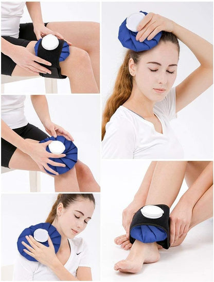 elitehood Ice Cold Pack Reusable Ice Bags Hot Water Bag for Injuries, Hot & Cold Therapy and Pain Relief with Elastic Breathable Support Wrap, 4-Pack, 3 Sizes (6"/9"/11"), (for Hot Therapy is 50-60℃)