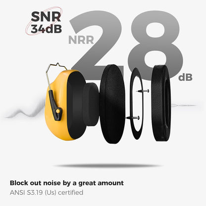 ProCase NRR 28dB Noise Reduction Ear Muffs, Foldable Adjustable Passive Noise Cancelling Headphones for Adults Kids Autism, Hearing Protection for Shooting, Construction, Mowing, Studying -Black - Colors A