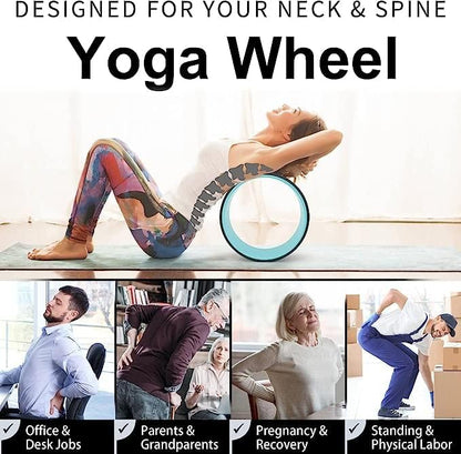 Yoga Wheel Set of 3+1, Upgraded 10MM Thick Back Wheels for Pain Relief & Stretching, Strongest Back Roller for Deep Tissue Massage, Improving Yoga Poses Backbend
