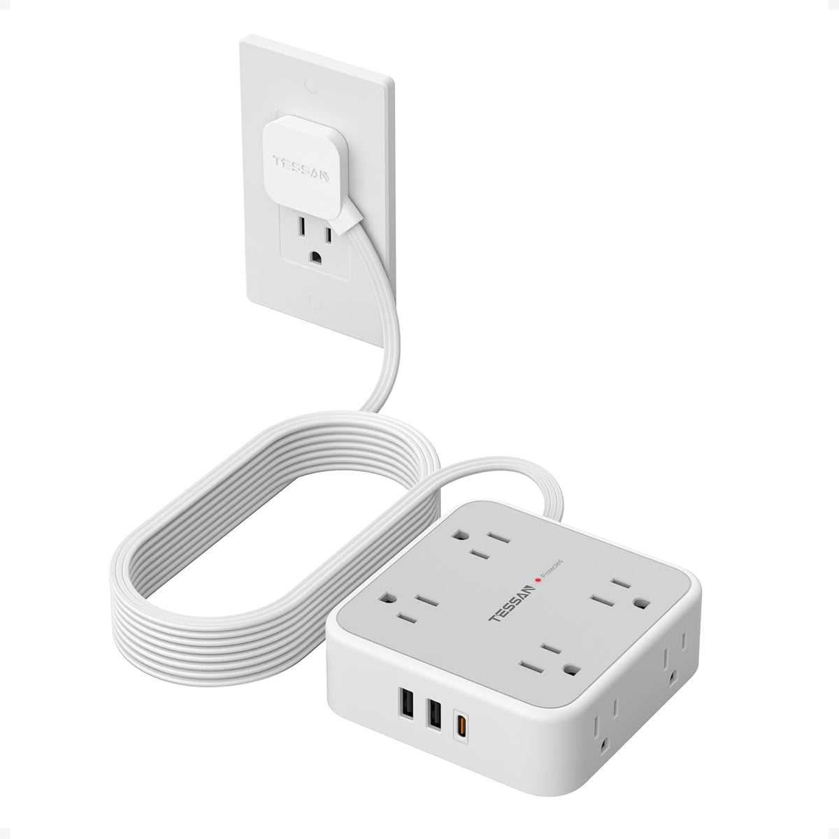 TESSAN Surge Protector Power Strip with 900J Surge Protection, 5 Ft, Grey