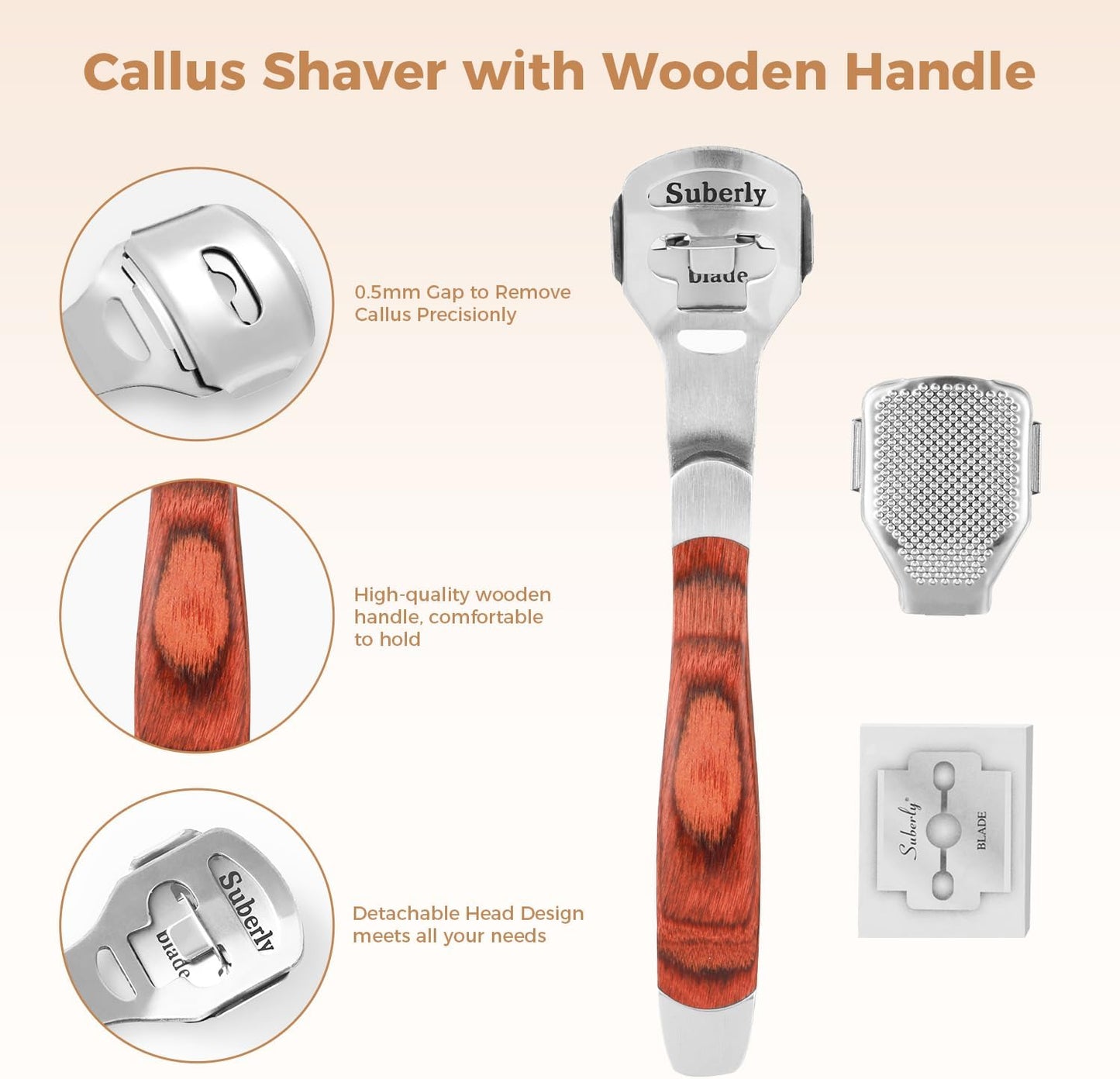 Foot File Foot Scrubber Pedicure - Callus Remover for Feet Easkep Professional Grater Rasp Foot Scraper Corns Callous Removers Cracked Dead Skin Remover for Dry and Wet Feet (Golden)
