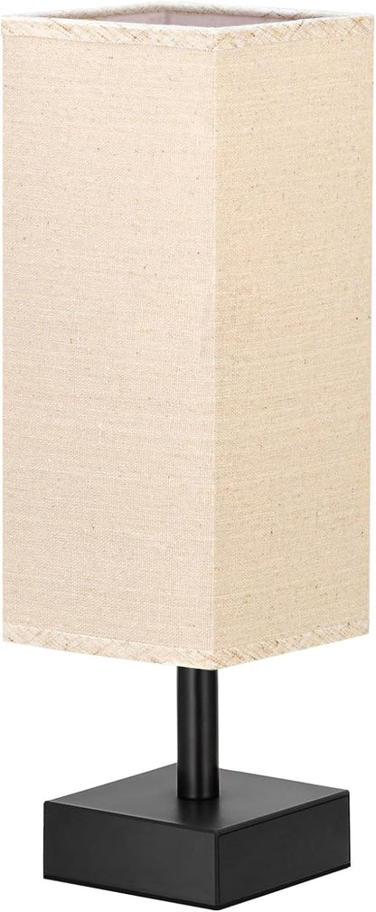 aooshine Small Table Lamp for Bedroom - Bedside Lamps for Nightstand, Minimalist Night Stand Light Lamp with Square Fabric Shade, Desk Reading Lamp for Kids Room Living Room Office Dorm