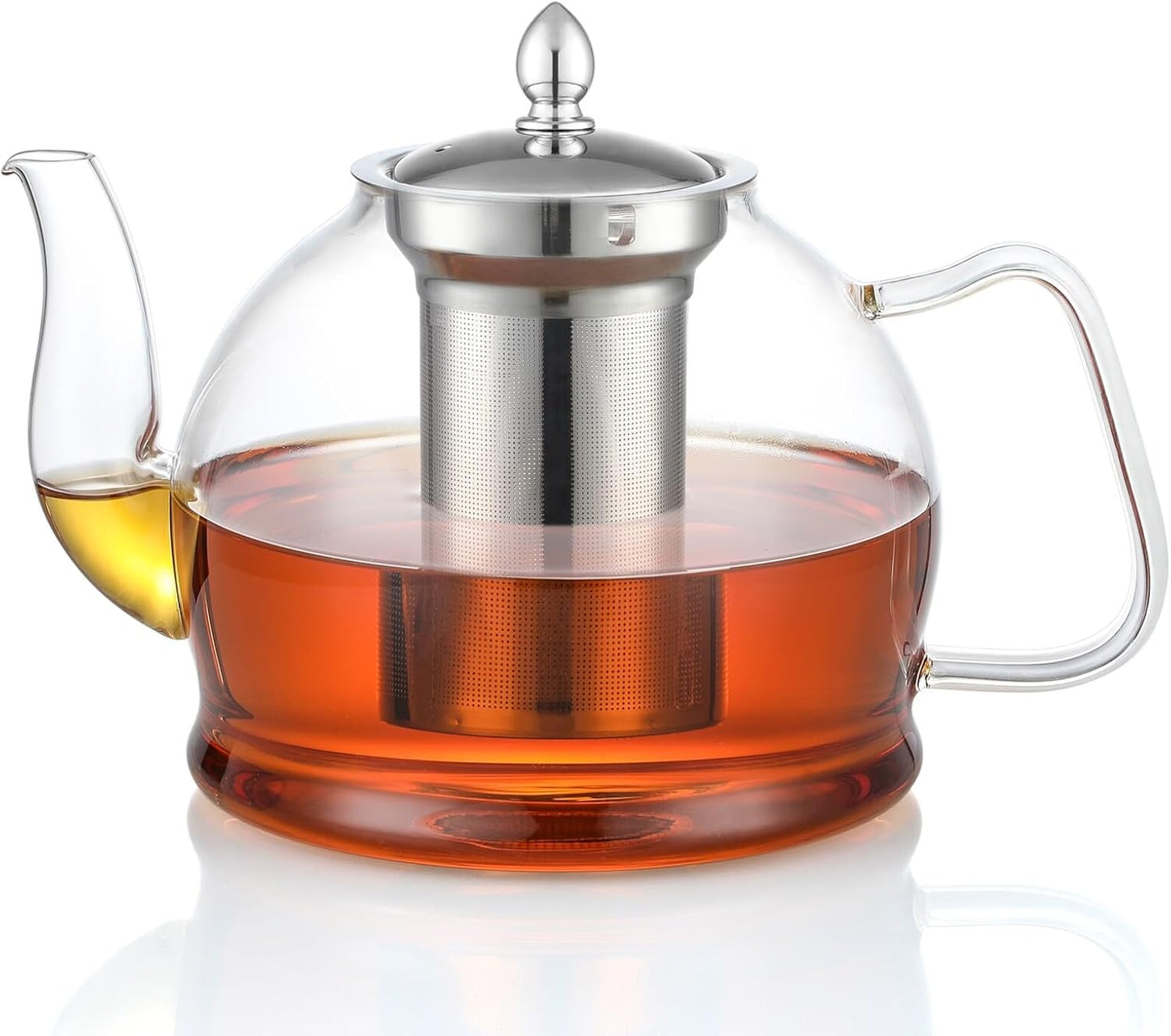 HIWARE 1000ml Glass Teapot with Removable Infuser, Stovetop Safe Tea Kettle, Blooming and Loose Leaf Tea Maker Set