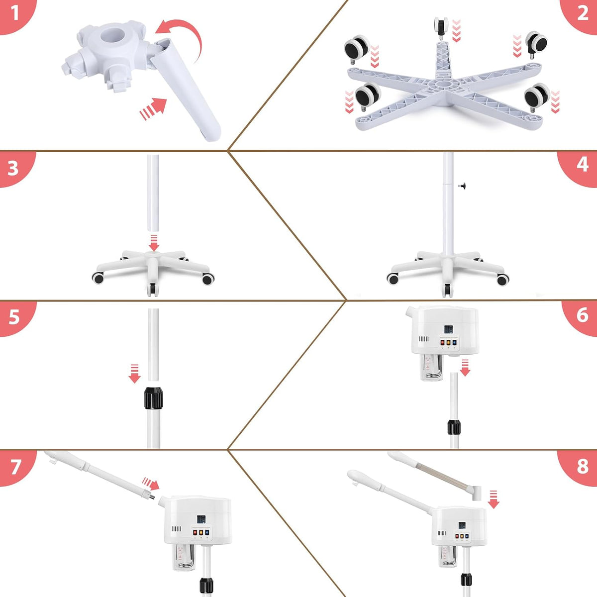 Salon Señor Professional Facial Steamer with 5X Magnifying Lamp,White