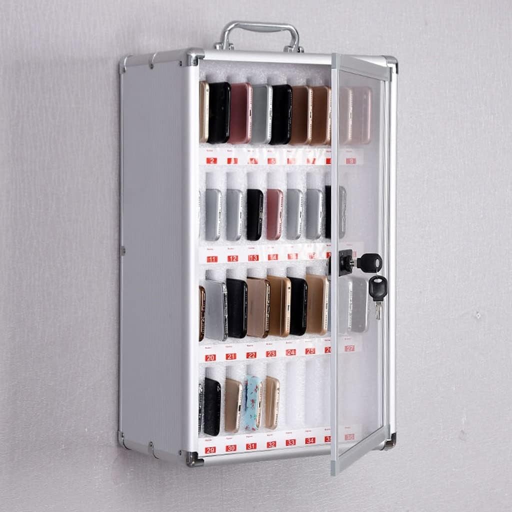 Transparent Acrylic Phone Charging Station with Lock for 24 Devicessecure Mobile Device Nizer for Office Desks and Workspaces1260 Bit Capacity,Argenté.-36 Bits