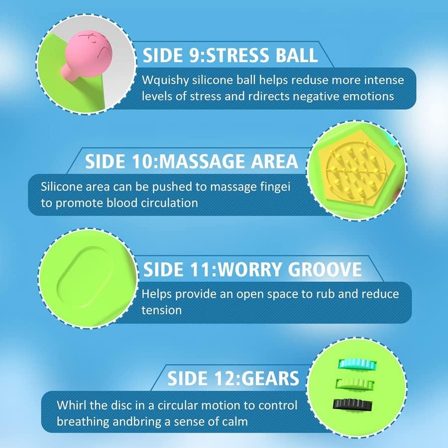 Fidget Dodecagon-12 Sided Fidget Toy Stress Relief Cube for Children and Adults, Silent Compact Classroom Gifts Stocking Stuffers for Teen Boys, Kids(B3 Blue Sky)