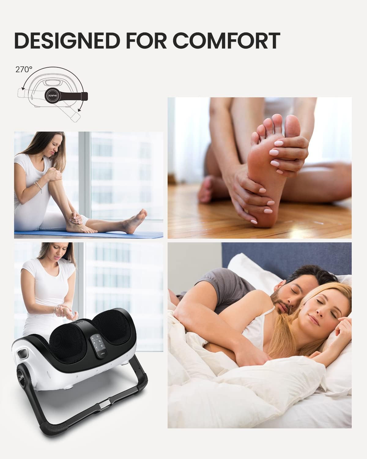 RENPHO 4-in-1 Shiatsu Foot Massager with Heat, Deep Kneading Massage for Plantar Fasciitis Relief, Foot and Calf Massager, FSA Eligible Items Only List, Birthday Day Gifts for Women Wife Men, Size 14