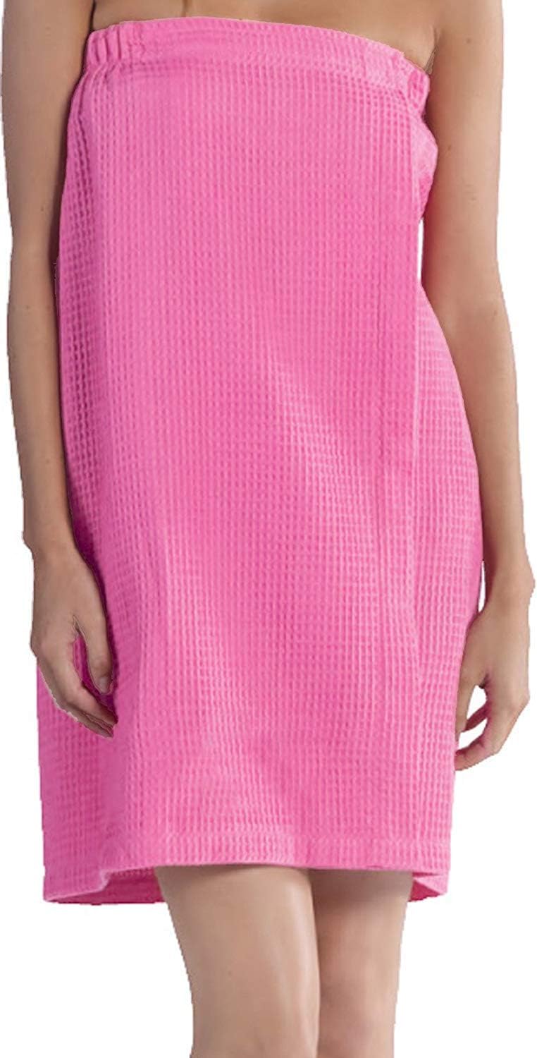 BY LORA Womens Lightweight Waffle Spa Wrap Towel, Quick-Dry Body, Multi Colors