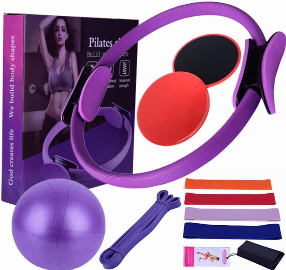 Karlak Pilates Equipment for Home Workouts Pilates Ring and Ball Set Resistance Bands & More Perfect for Home Pilates Equipment