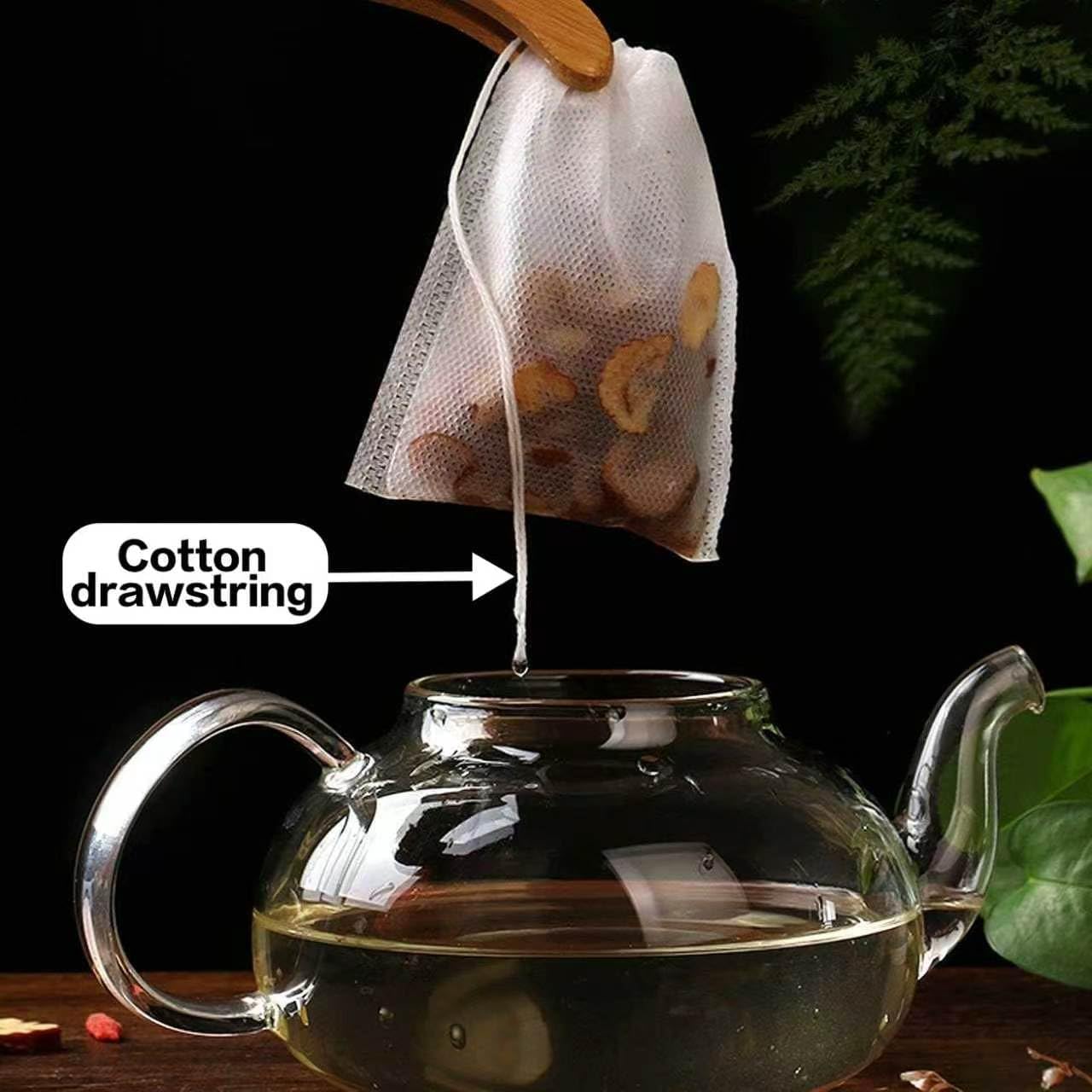 300Pcs Disposable Tea Bags for Loose Leaf Tea, Empty Tea Bags for Loose Tea, 100% Natural Wood Pulp Paper Material, Unbleached Tea Filter Bags with Drawstring