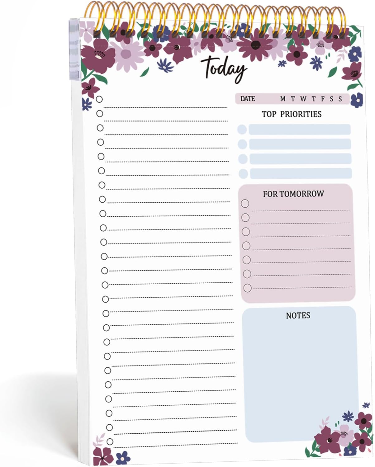 to Do List Notepad, Undated Daily Planner, 120 Pages, 6.7 x 9.8 in | 100 GSM FSC Paper, Plastic Cover, Spiral Bound, Tear-Off Pages, Task Checklist Layout For Home Office School Supplies