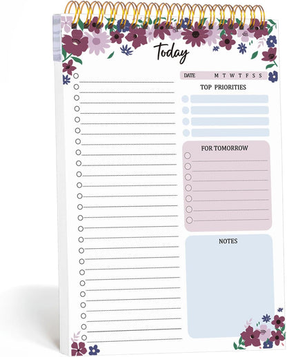 to Do List Notepad, Undated Daily Planner, 120 Pages, 6.7 x 9.8 in | 100 GSM FSC Paper, Plastic Cover, Spiral Bound, Tear-Off Pages, Task Checklist Layout For Home Office School Supplies