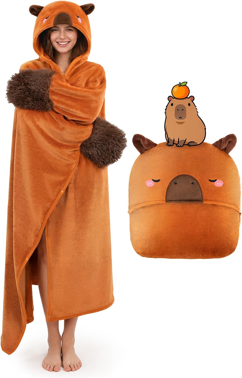 Mewaii Ultimate Softness Highland Cow Wearable Blanket Hoodie –Expertly Designed for American Body Full Coverage with Easy Movement Oversized Warm Cozy Flannel Blanket Cute Highland Cow Gift for Women