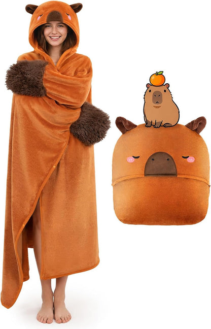Mewaii Ultimate Softness Highland Cow Wearable Blanket Hoodie –Expertly Designed for American Body Full Coverage with Easy Movement Oversized Warm Cozy Flannel Blanket Cute Highland Cow Gift for Women