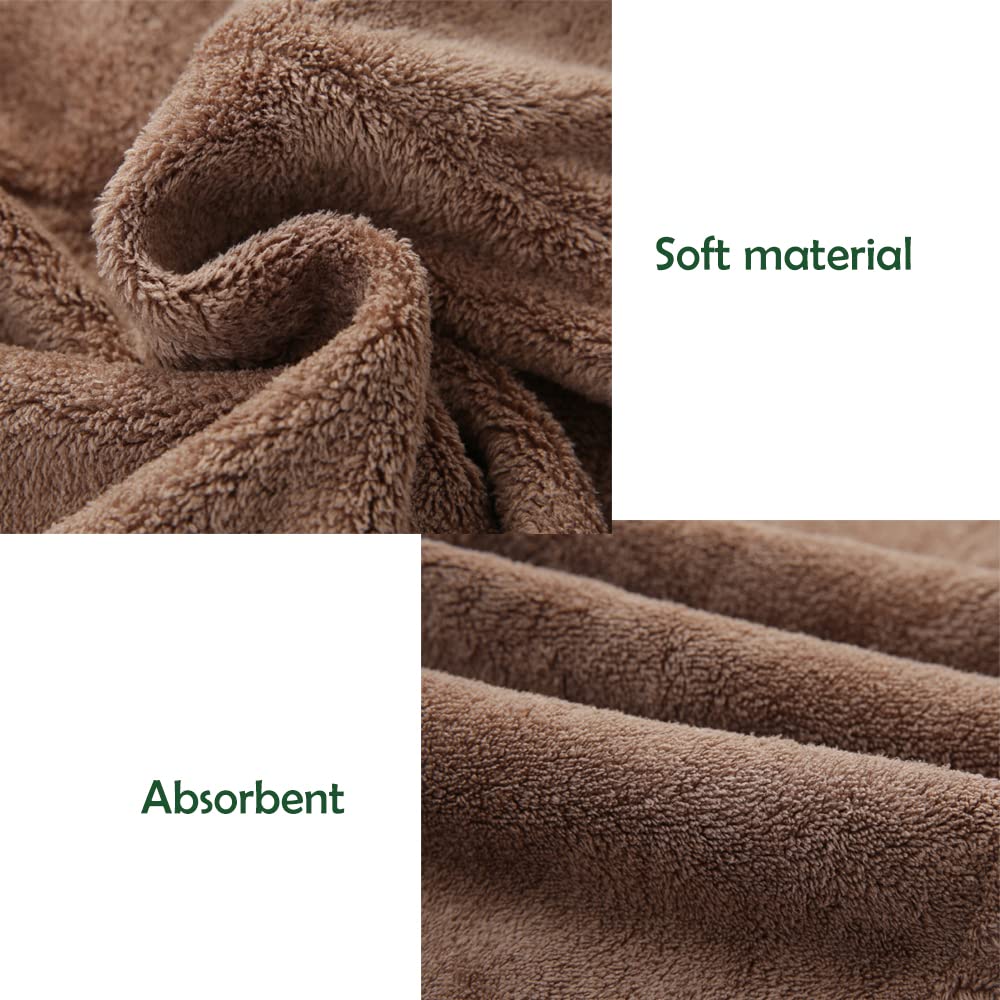 M-bestl 2 Pack Microfiber Hair Towel Wrap,Hair Drying Towel with Button,Quick Dry Hair Towel Turban for Women,Absorbent Anti-frizz Head Towel for Long Thick Curly Hair(Pink&Beige)
