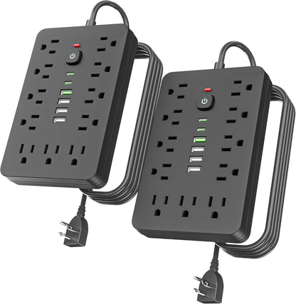 6 FT Flat Plug Surge Protector Power Strip,11 AC Outlets with 6 USB Ports