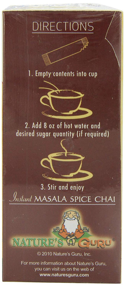 Nature's Guru Instant Masala Spice Chai Tea Drink Mix Sweetened Single Serve On-the-Go Drink Packets, 10 Count (Pack of 4)