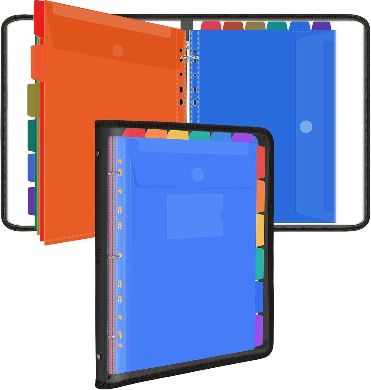 Uquelic Document Organizer, Soft PVC 3 Ring Binder with 12 Pockets
