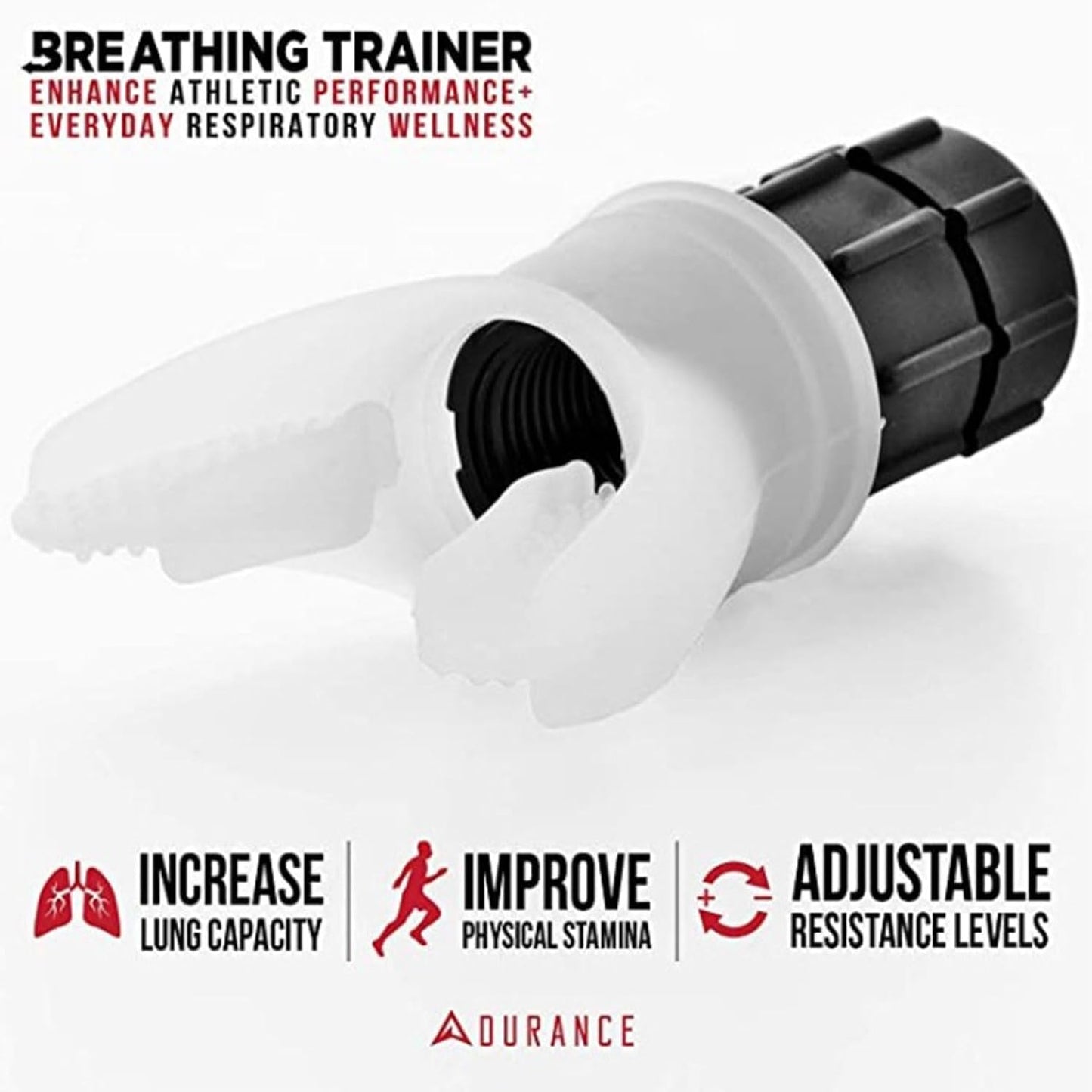 2 Pcs Breath Trainer, Portable Breathing Trainer Silicone Lung Exerciser Device, Resistance Breathing Exercise for Yoga, Swimming, Fitness(White and Black