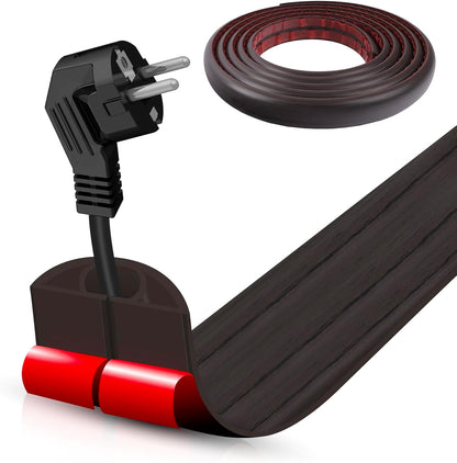 Floor Cord Cover Self Adhesive Cord Hider,10FT Cable Management, Extension Strip Protector for Wires, Prevent Cable Trips for Offices, Gyms, Exhibitions Cavity 0.39"(W) x 0.27"(H) BrownWood