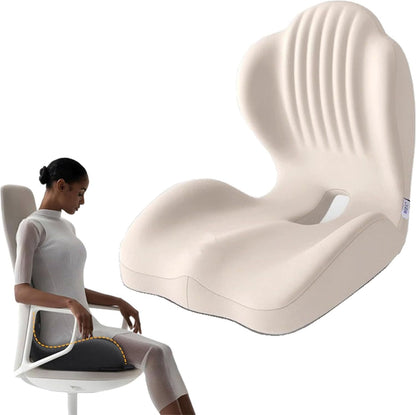 Posture and Seat Cushion, 2025 Upgrade Memory Foam L-Shaped Integrated Seat Cushions, Posture Corrector Seat Cushion for Lower Back Tailbone Protection, Lumbar Support (Black)