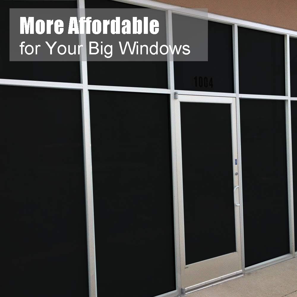 Blackout Window Film, Static Cling Window Tint 100% Light Blocking No-Glue Window Cover for Home Privacy, Room Darkening, Nap Time, Aquarium, Baby Room, Day Sleeping (Matte Black, 17.7x78.7 Inch)