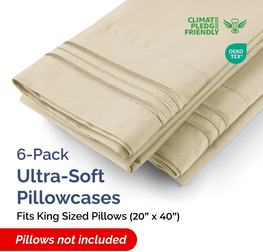 Standard Pillow Cases Set of 10 - Ultra Soft Hotel Quality Pillowcase Covers - Comfy, Cozy & Wrinkle Free - Shrink, Stain and Fade Resistant - Machine Washable Pillow Protectors - 10 Pcs Set - White - Colors B
