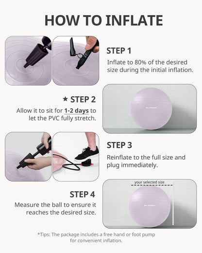 Trideer Exercise Ball, Stability Yoga Ball for Physical Therapy, Active Sitting, Pregnancy & Birth Labor Prep, Core Strength, Balance Training, Posture Improvement and Daily Stretching, 55/65/75cm