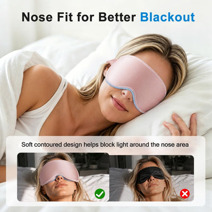 Weighted Eye Masks for Sleep: 3D Contoured Blackout Sleep Mask with Zero Eye Pressure, Eyelash Friendly Eye Mask for Women, Essentials for Airplane Travel, Night Shift Nurse, Office & Naps, Pink