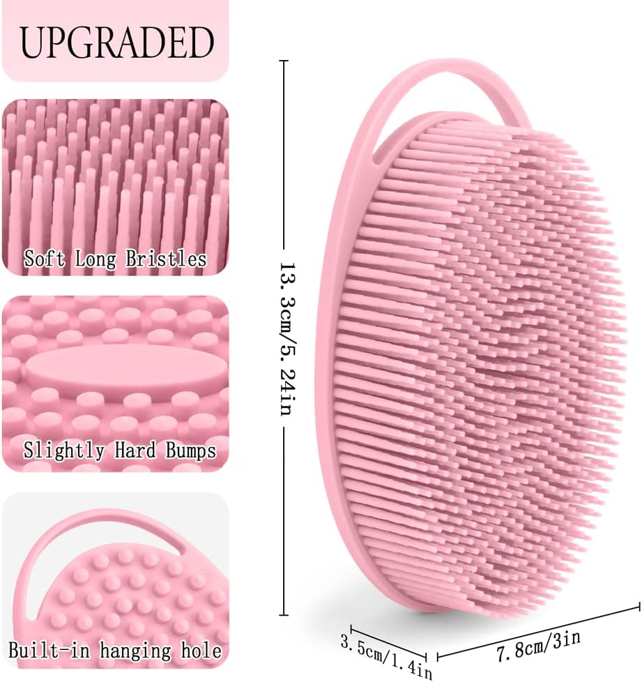 PQRUU 6 Pack Silicone Body Scrubber, Exfoliating Soft Loofah Bath Body Scrubbers for Use in Shower, Exfoliating Body Scrubber Fit for All Kinds of Skin, Rapid Foaming,Black,Blue,Pink,Green,Purple,Gray